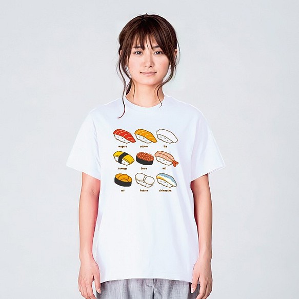 寿司九貫 Tシャツ メンズ レディース 食べ物 おもしろ パロディ ネタ 白 プレゼント 大きいサイズ 綿100 Tシャツ カットソー デザインt シャツ通販shortplate 通販 Creema クリーマ ハンドメイド 手作り クラフト作品の販売サイト