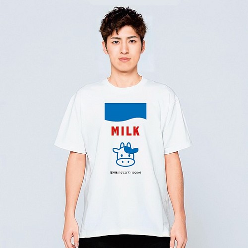 牛乳パック イラスト Tシャツ メンズ レディース 半袖 かわいい シンプル ゆったり おしゃれ トップス 白 Tシャツ カットソー デザインtシャツ通販shortplate 通販 Creema クリーマ ハンドメイド 手作り クラフト作品の販売サイト