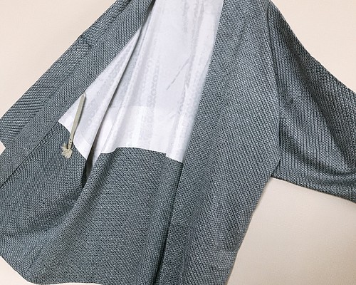 着物リメイク 総絞り 羽織カーディガン 和装 和柄 青 ルームウェア リモートコーデ 男性 メンズ 女性