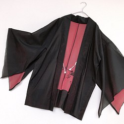 着物リメイク 変形袖 シースルーカーディガン 羽織 着物風 和装 和柄
