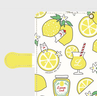 レモンと白ねこ   手帳型スマホケース　Android S.M 対応【受注生産品】 1枚目の画像