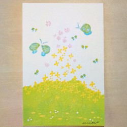 『春の陽』木版画（ポストカードサイズ） 1枚目の画像