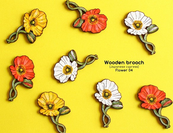 【期間限定*送料無料】Wooden brooch(Flower04) 1枚目の画像