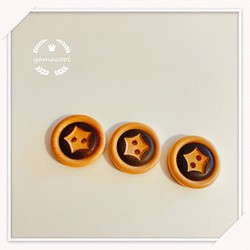 【手作り素材】  3個　木製　ボタン　丸　星 1枚目の画像