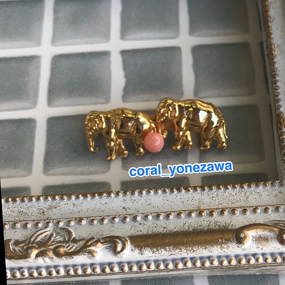 珊瑚ブローチ〜象さんゴールドカラー〜 1枚目の画像