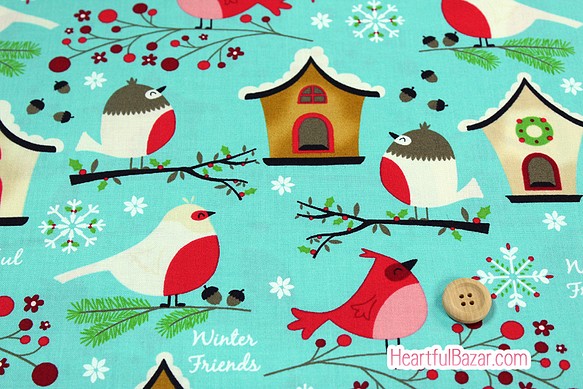 USAコットン moda moda Jingle Birds 小鳥とおうち 1枚目の画像
