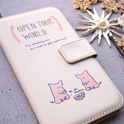 ぶた（ピンク・OYW） by Hito 手帳型スマホケース 　iPhoneすべて対応/アンドロイド各種 1枚目の画像