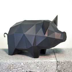 DIY手作3D紙模型擺飾 小動物系列 - 小豬 (4色可選) 第1張的照片
