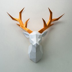 DIY 手作り 3D ペーパー モデル デコレーション クリスマス/ファンタジー シリーズ - 鹿の壁の装飾 1枚目の画像