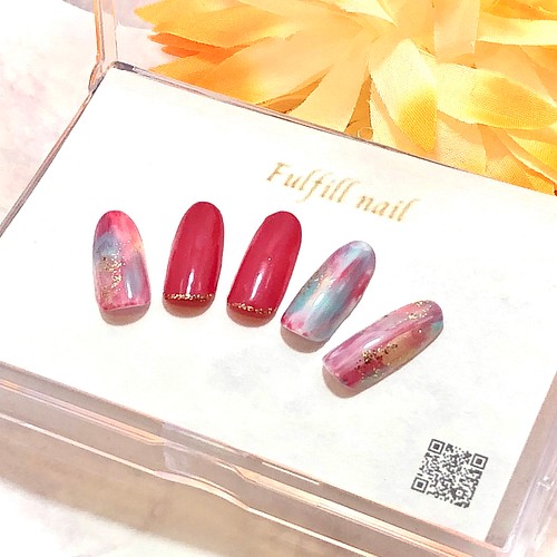 ネイルチップ ピンク ブルー ホワイト ニュアンスネイルラメ ゴールド ネイルチップ ネイルシール Fulfill Nail 通販 Creema クリーマ ハンドメイド 手作り クラフト作品の販売サイト