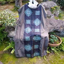 着物リメイク　大島紬の重ね着チュニック 1枚目の画像