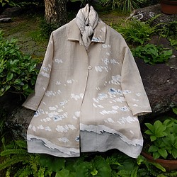 着物リメイク　綿絽の軽く羽織れるブラウス 1枚目の画像