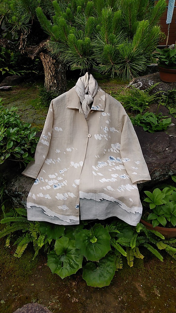 着物リメイク　綿絽の軽く羽織れるブラウス 1枚目の画像