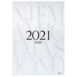 2021年壁掛けカレンダー B3 モノトーン シンプル＆スタイリッシュデザイン タイポグラフィ 1枚目の画像