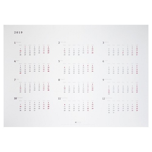 19年 A3 ポスターカレンダー 月曜始まり 12ヶ月 シンプル スタイリッシュデザイン カレンダー Simplish Standard 通販 Creema クリーマ ハンドメイド 手作り クラフト作品の販売サイト