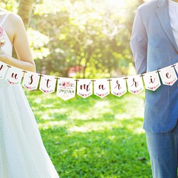 【Cafe2】ウェディング ガーランド ★JUST MARRIED & THANK YOU★(2wayデザイン) 1枚目の画像