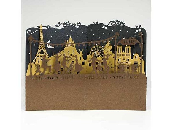 ポップアップカード 　「お祭りのパリ」　C   金茶色 mh-004 1枚目の画像