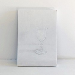グラスの絵・白いミクストメディア「 un moment   ⅵ 」 インテリアアートパネル・アートピース/送料無料 1枚目の画像