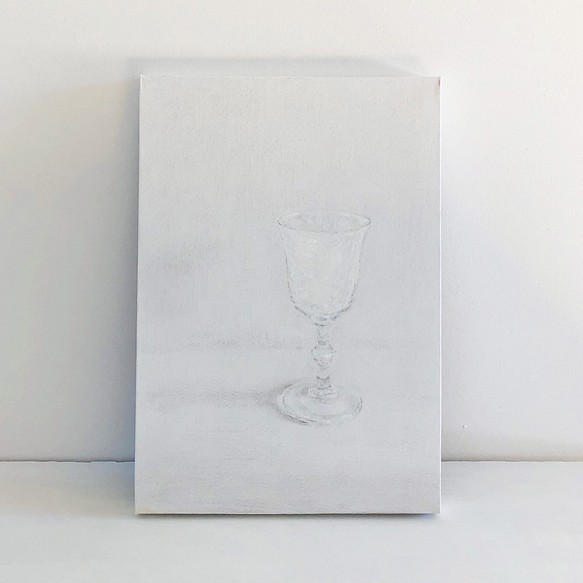 グラスの絵・白いミクストメディア「 un moment   ⅵ 」 インテリアアートパネル・アートピース/送料無料 1枚目の画像
