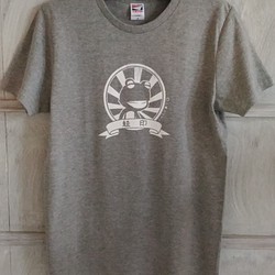 蛙印Tシャツ（厚手・ヘザーグレー・白インク） 1枚目の画像