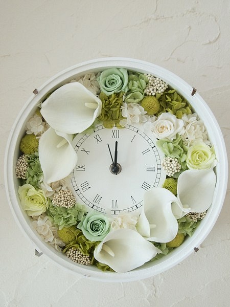 プリザ☆カラーの花時計～ホワイト×グリーン☆