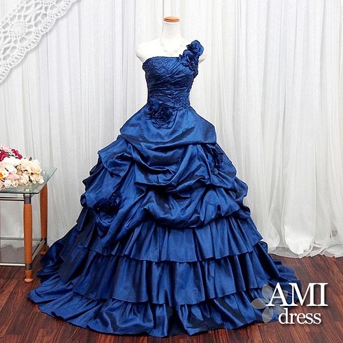 カラードレス 青 5号7号9号 フリル プリンセスラインドレス 花嫁 結婚式 二次会 ドレス Ami Dress 通販 Creema クリーマ ハンドメイド 手作り クラフト作品の販売サイト