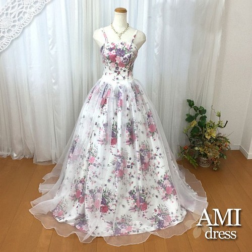 花柄カラードレス 5号 13号 プリンセスラインドレス 花嫁 結婚式 二次会 501 ドレス Ami Dress 通販 Creema クリーマ ハンドメイド 手作り クラフト作品の販売サイト