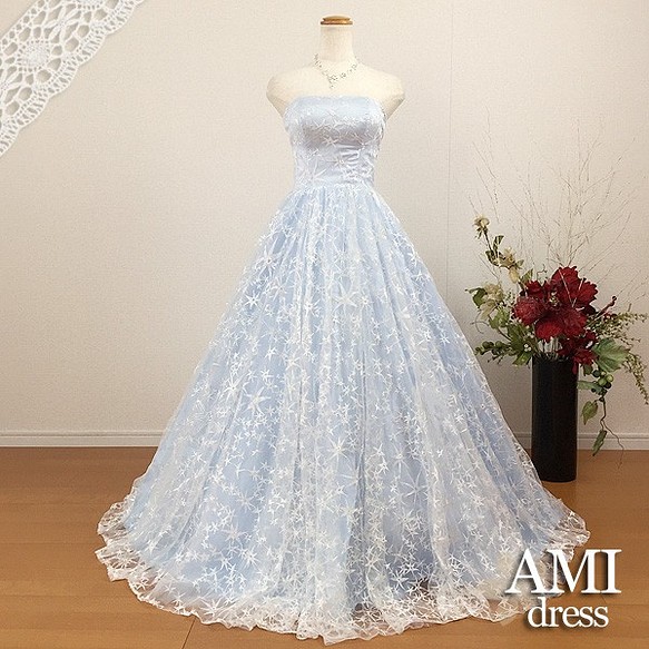 カラードレス 水色 5号7号9号11号13号15号 プリンセスライン 結婚式196 ドレス Ami Dress 通販 Creema クリーマ ハンドメイド 手作り クラフト作品の販売サイト