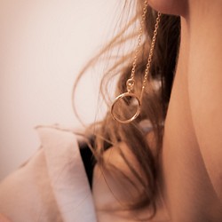 [433 Studio] 925 silver 簡單圓圈造型垂掛式耳環- 金 第1張的照片