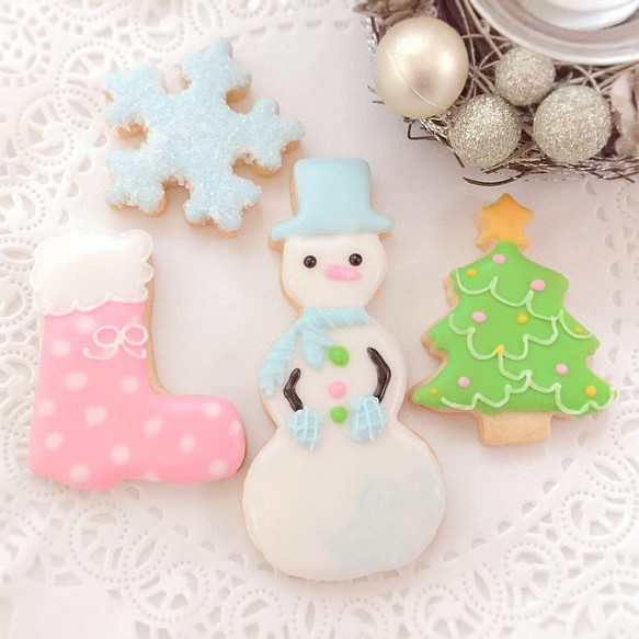 クリスマスアイシングクッキー４枚とクリスマスクッキー10枚のセット 1枚目の画像