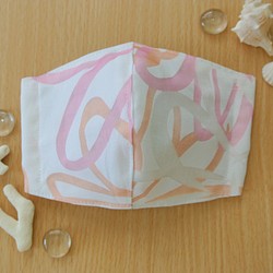 さらし・綿ローン 薄いタイプ 花柄   立体マスク  ピンク 1枚目の画像