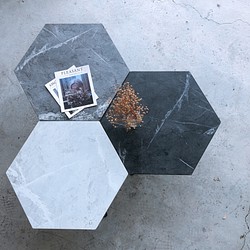 M.I.T仿石材折疊六角茶几 第1張的照片