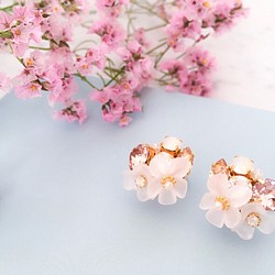 【精選特色】春天色花朵Bijoux耳環 - 復古玫瑰 - 第1張的照片