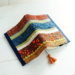 ブックカバー/手帳カバー（文庫本 A6サイズ）シルク糸の手織り　≪Strata_4≫ 1枚目の画像