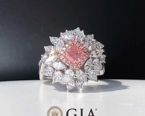 GIA鑑別書付き リング K18WG 天然ピンクダイヤモンド 天然ダイヤモンド