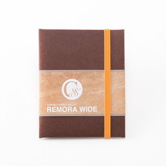少し幅広な紙のお財布　REMORA WIDE ブラウン＆オレンジ 1枚目の画像