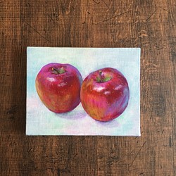 りんご【原画 アクリル 絵画】 1枚目の画像