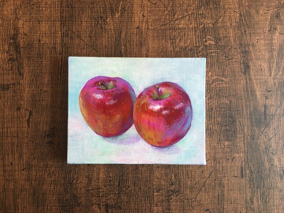 りんご【原画 アクリル 絵画】 1枚目の画像