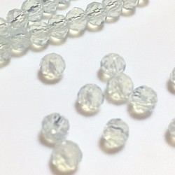 ガラスカットビーズ　ボタン　ホワイトオパール　4ｍｍ　1連(約150粒） 1枚目の画像