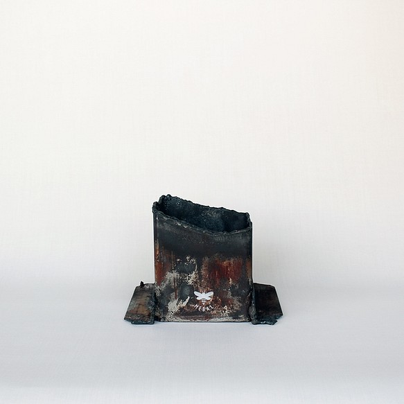 鉄の 植木鉢カバー  プランターカバー 125×125　希少部位　溶断  D1 1枚目の画像