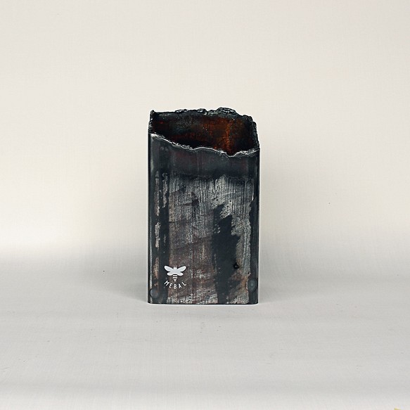鉄の植木鉢  角パイプ  125×125  溶断  C7 1枚目の画像