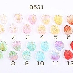 B531-11 60個 チェコガラスチャーム 花びら 1穴 12×14mm 全12色 3X【20ヶ】 1枚目の画像