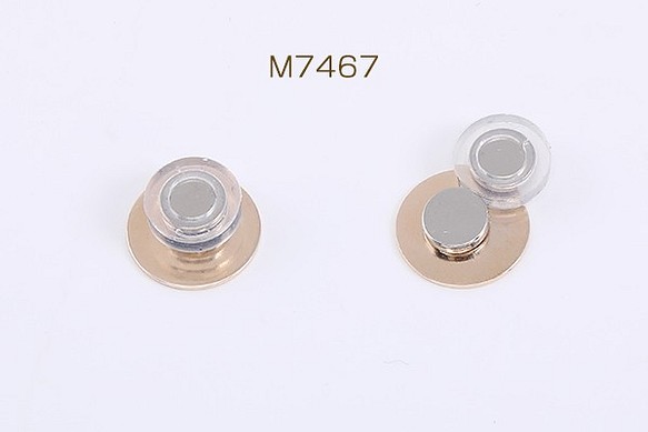 M7467 6套 マスクピアスマグネット金具 シリコンカバー付き 丸皿 10mm ゴールド 3× （2セット） 1枚目の画像
