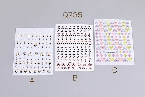 Q735-D  2枚   ネイルシール 8.5×12.3cm フラワー 全6種 2X（1枚） 1枚目の画像