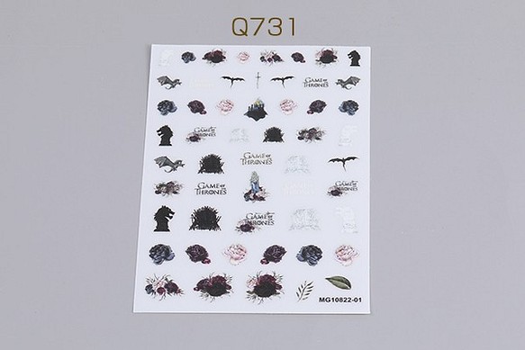Q731 2枚  ネイルシール 8.5×12.3cm フラワー バラ 2X（1枚） 1枚目の画像