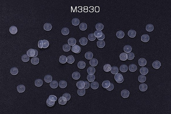 M3830 90個 ピアス用保護シリコンプレート クリア 3mm 3×【30ヶ】 1枚目の画像