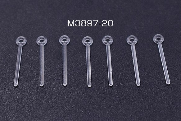 M3897-20 60個 樹脂ピアス 1カン 2×13mm クリア 3×【20ヶ】 1枚目の画像