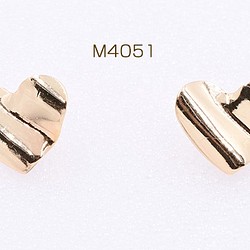 M4051 12個 ピアス金具 波型模様入りハート カン付き ゴールド 15×18mm 3X【4ヶ】 1枚目の画像