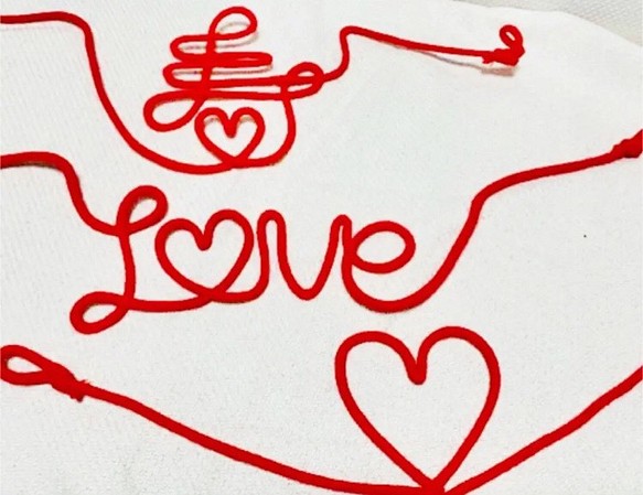 運命の赤い糸♡寿Love 筆記体 丸文字 3点セット 針金アート 前撮りアイテム 1枚目の画像