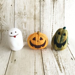 Halloween2020★ かぼちゃ(オレンジ・緑)とおばけの3点セット 1枚目の画像